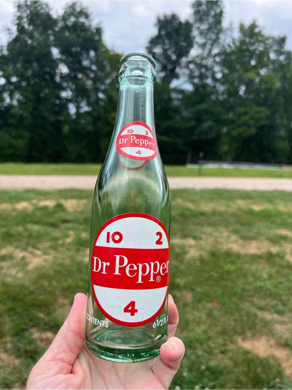 Dr Pepper Branded Clear Glass Bottle with Red & White Label
